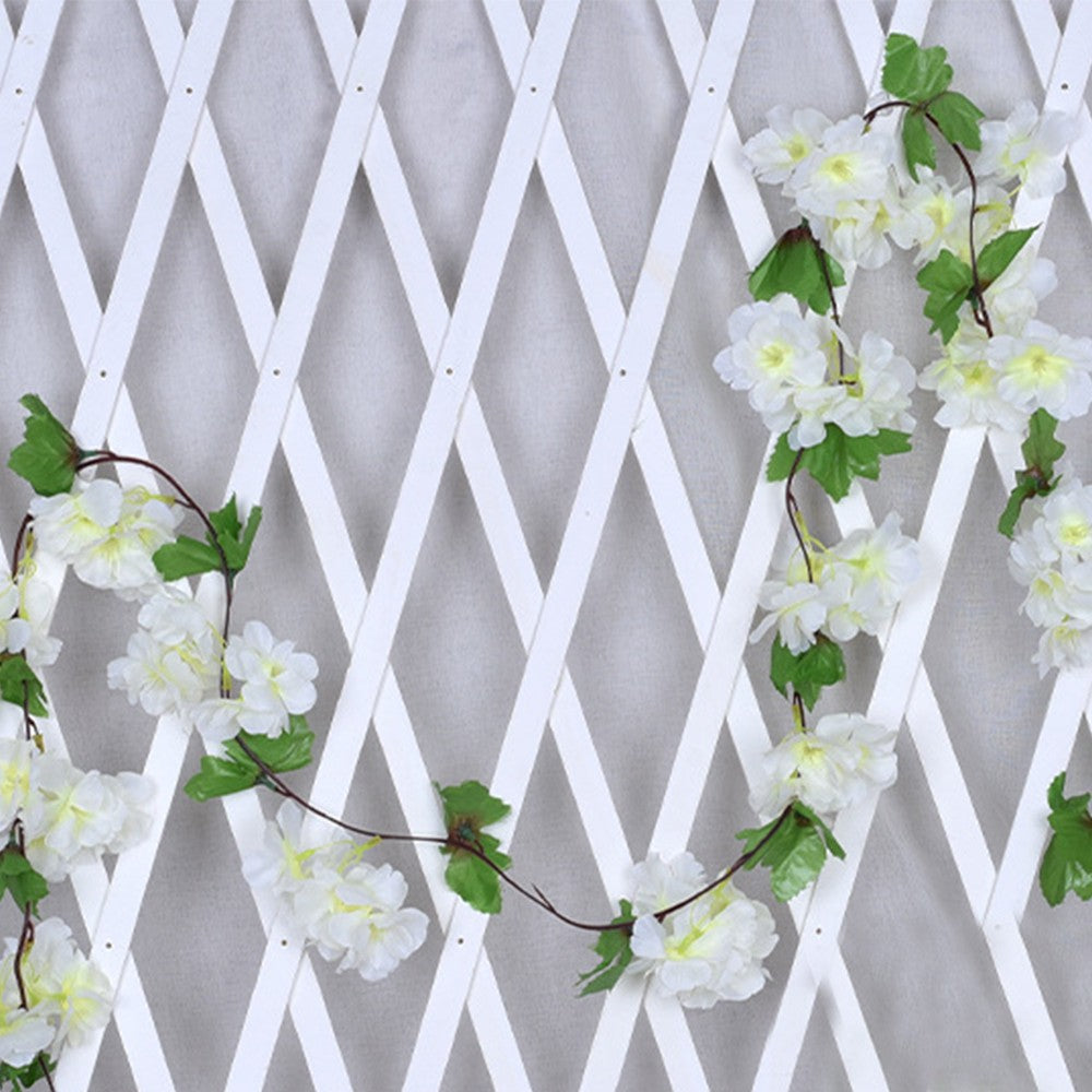 4Pcs 2.3 Meters White Faux Cherry Blossom Flowers Hanging Flowers Garland