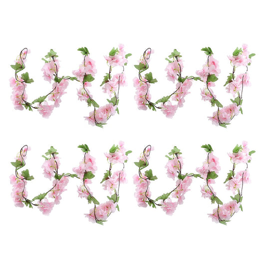 4Pcs 2.3 Meters Pink Faux Cherry Blossom Flowers Hanging Flowers Garland