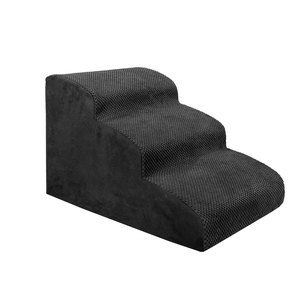 3 Steps Foam Dog Stairs Ramps Non-Slip Pet Steps Sofa Bed Ladder for Older Cats Dogs Black