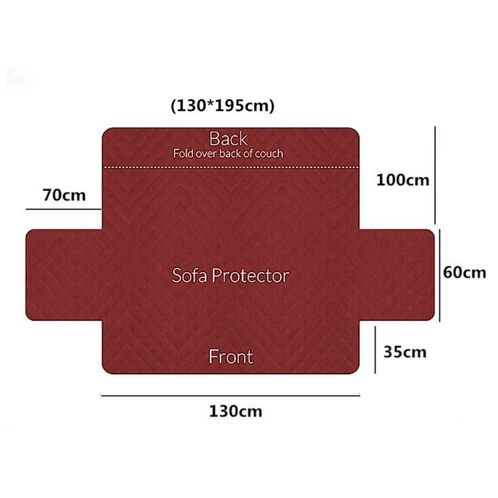 Reversible Water Resistant T-Shaped Sofa Cover Non Slip Couch Slipcover for 2-Seater Red