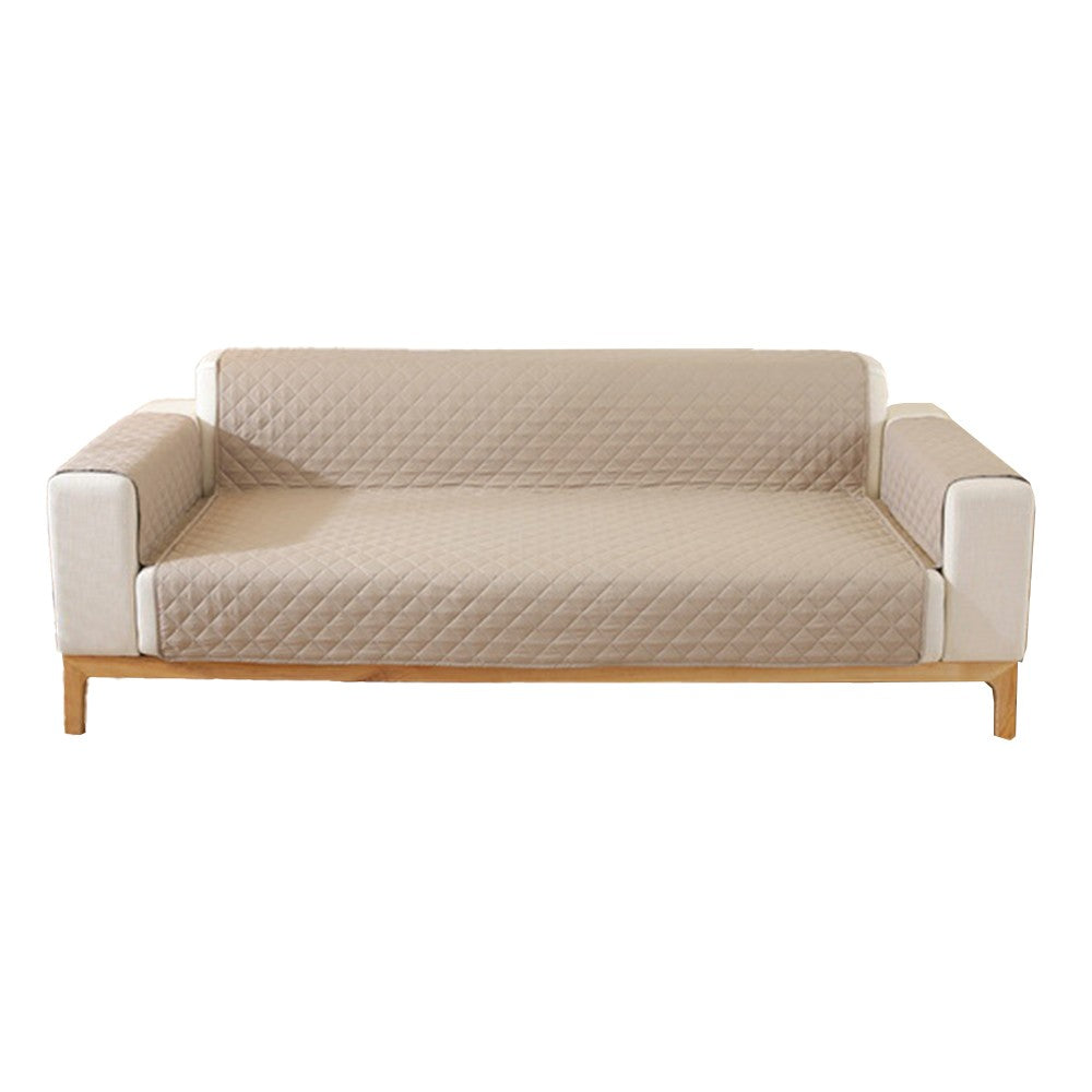 Reversible Water Resistant T-Shaped Sofa Cover Non Slip Couch Slipcover for 3-Seater Khaki