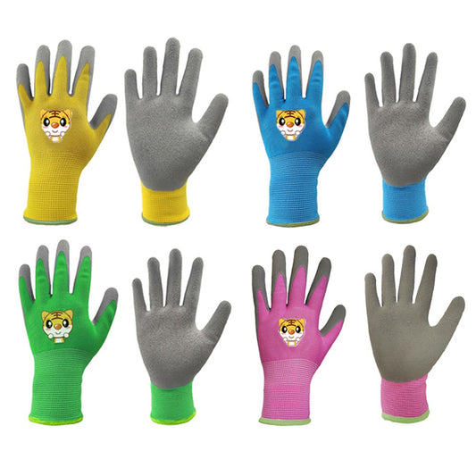 4 Pairs of Kids Gardening Gloves Childrens Yard Work Gloves Latex Coated Garden Gloves S