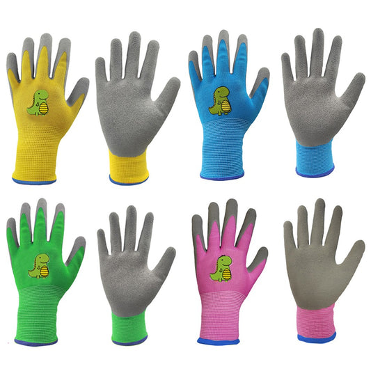 4 Pairs of Kids Gardening Gloves Childrens Yard Work Gloves Latex Coated Garden Gloves XL
