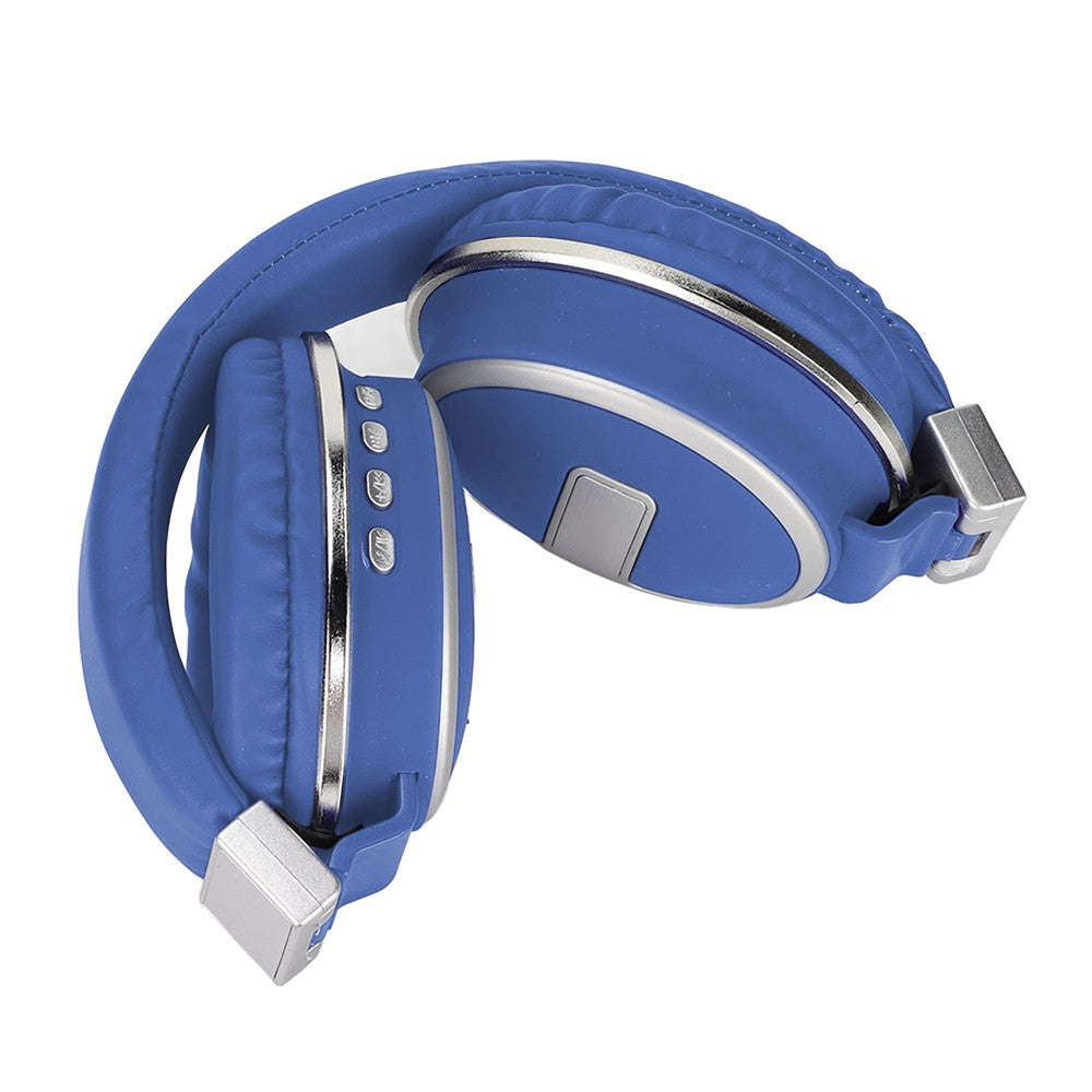 Bluetooth 5.0 Headset Wireless Earphones Rechargeable Headphones with Mic Blue