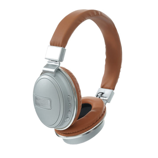 Bluetooth 5.0 Headset Wireless Earphones Rechargeable Headphones with Mic Brown