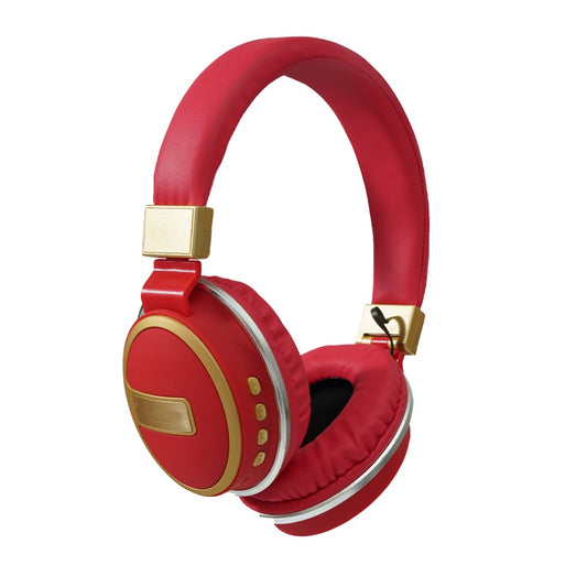 Bluetooth 5.0 Headset Wireless Earphones Rechargeable Headphones with Mic Red