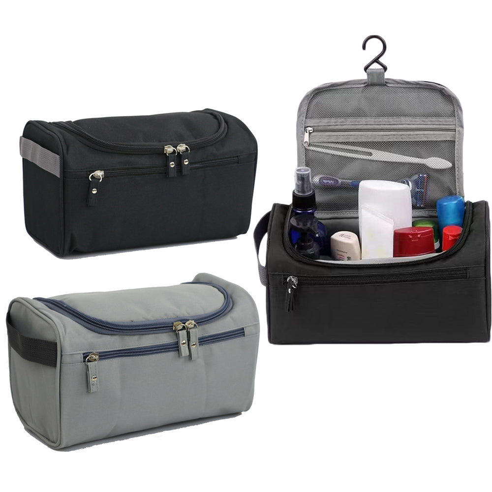 2 X Travel Hanging Toiletry Bag Cosmetic Storage Makeup Bag Grey Black