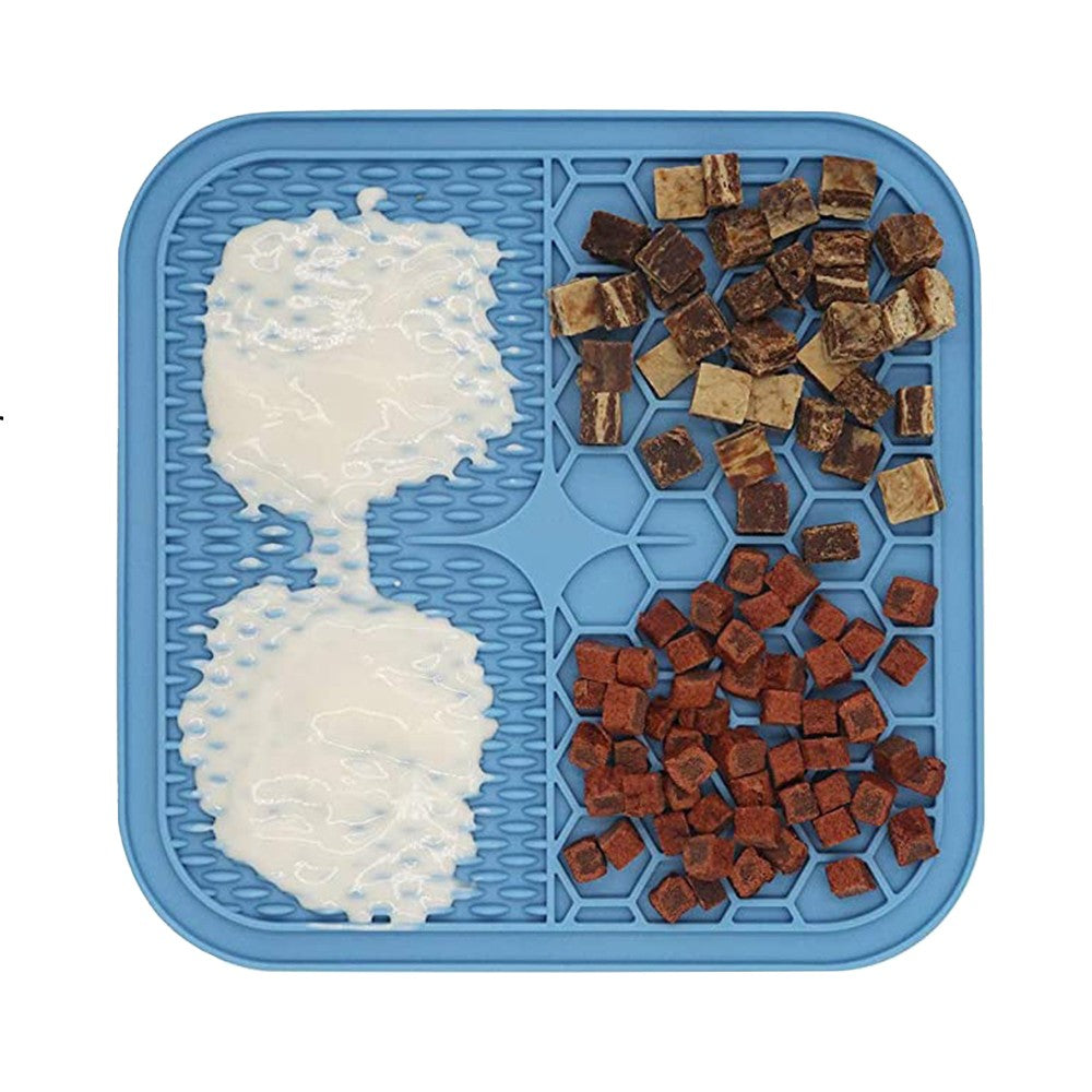 2Pcs Silicone Dog Licking Mat with Suction Cups Pet Slow Feeder Pad with Spatula