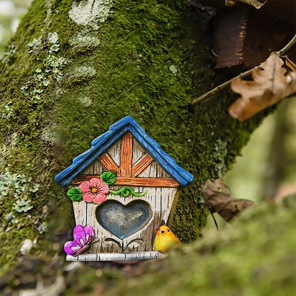 4-Piece Miniature Fairy Door Statue for Tree Wooden Garden Ornaments Set 1
