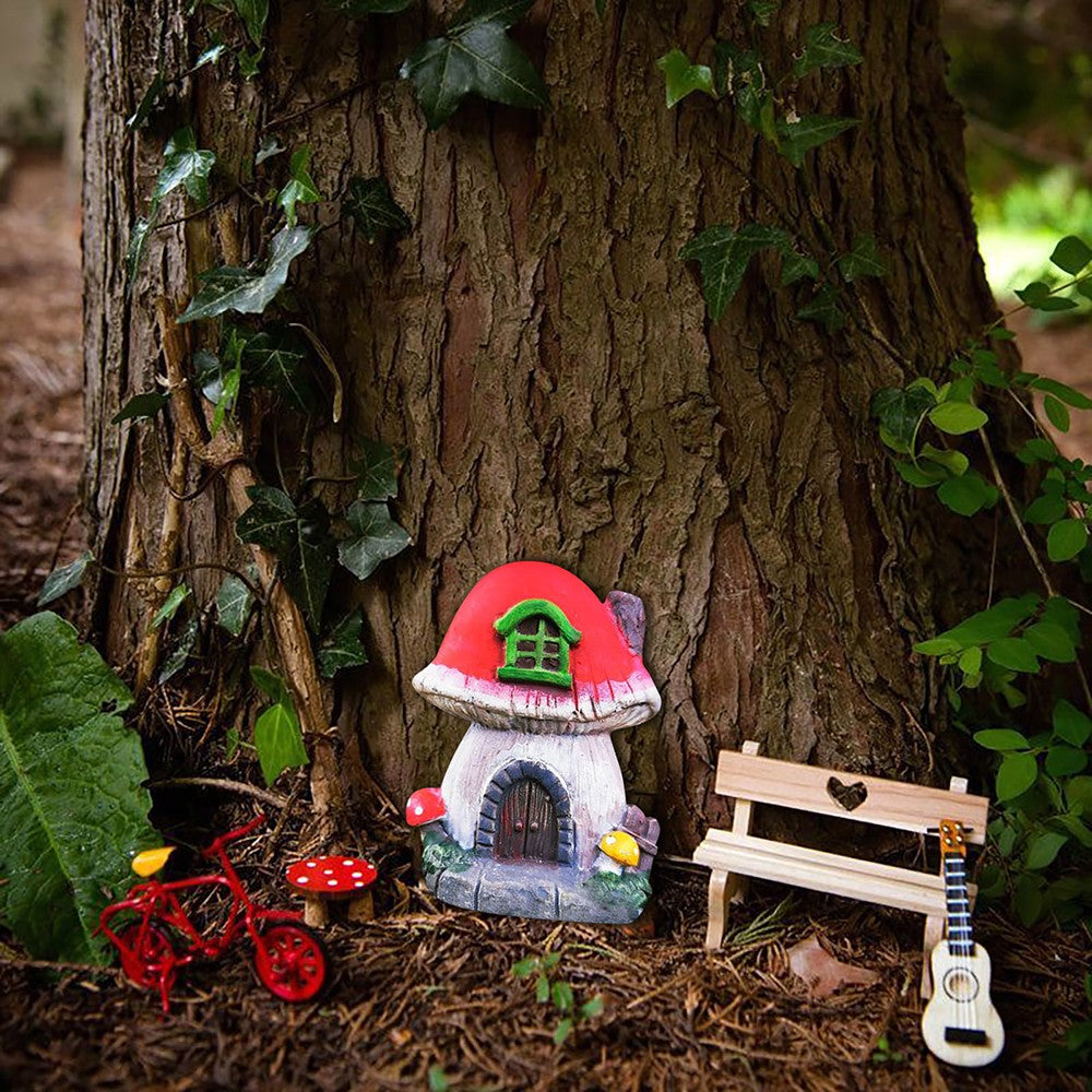 4-Piece Miniature Fairy Door Statue for Tree Wooden Garden Ornaments Set 2