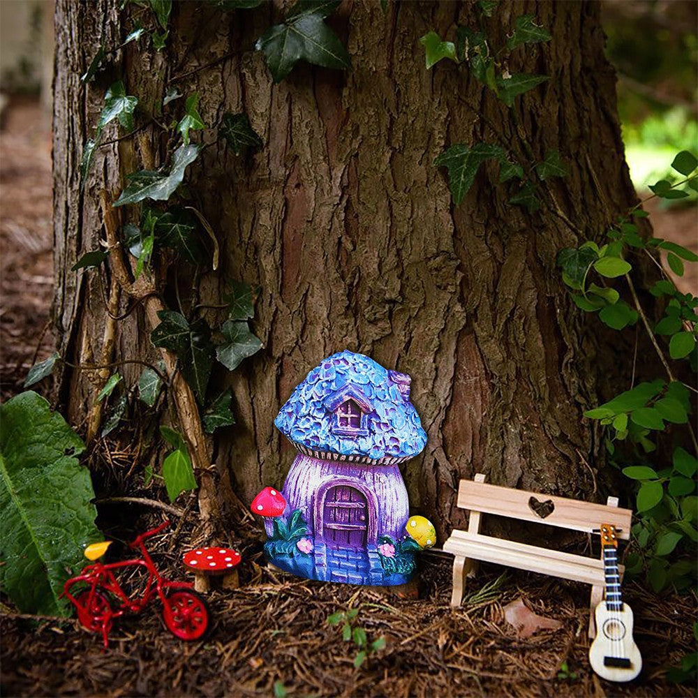 4-Piece Miniature Fairy Door Statue for Tree Wooden Garden Ornaments Set 2