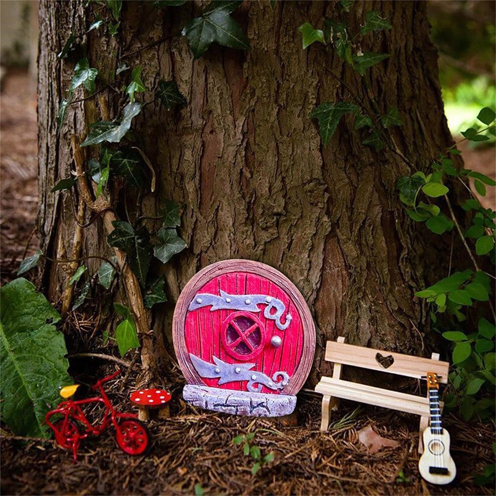 4-Piece Miniature Fairy Door Statue for Tree Wooden Garden Ornaments Set 2