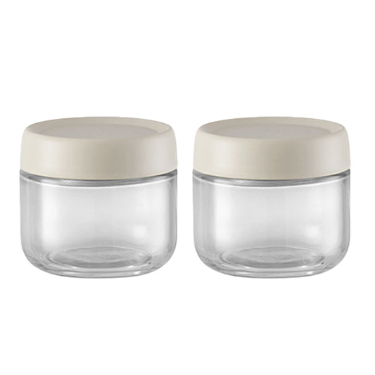 2Pcs 280ml Glass Jars Wide Mouth Overnight Oats Containers with Beige Lids