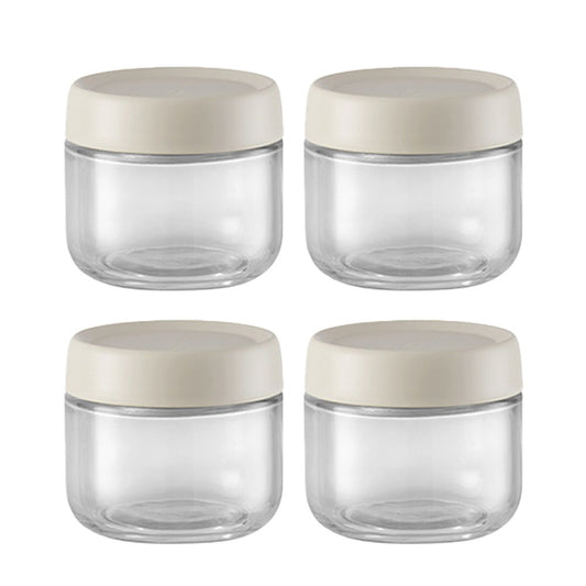 4Pcs 280ml Glass Jars Wide Mouth Overnight Oats Containers with Beige Lids
