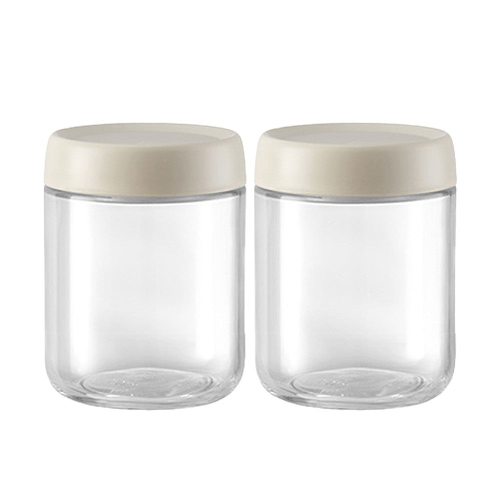 2Pcs 450ml Glass Jars Wide Mouth Overnight Oats Containers with Beige Lids