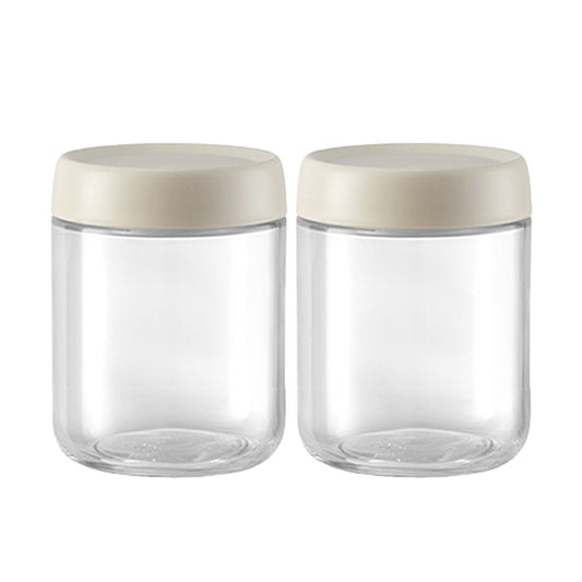2Pcs 450ml Glass Jars Wide Mouth Overnight Oats Containers with Beige Lids