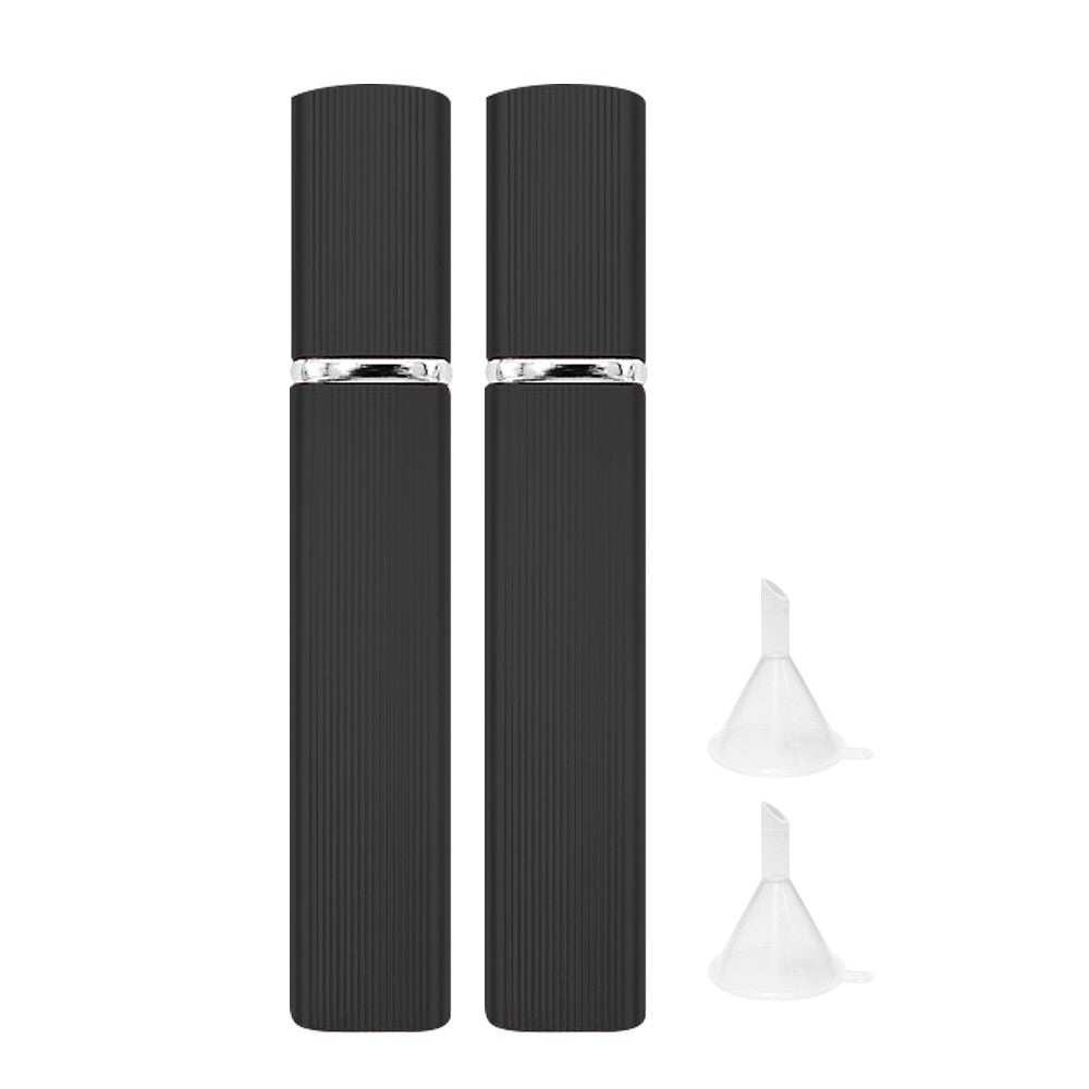 2Pcs 12ml Refillable Travel Perfume Bottle Empty Atomizer Spray Bottle with Funnels Black