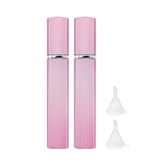 2Pcs 12ml Refillable Travel Perfume Bottle Empty Atomizer Spray Bottle with Funnels Pink