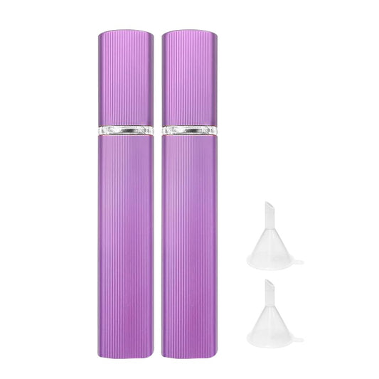 2Pcs 12ml Refillable Travel Perfume Bottle Empty Atomizer Spray Bottle with Funnels Purple