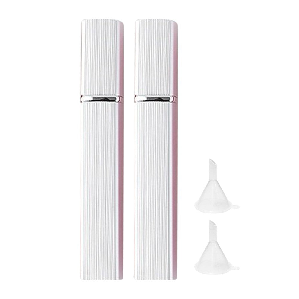 2Pcs 12ml Refillable Travel Perfume Bottle Empty Atomizer Spray Bottle with Funnels Silver