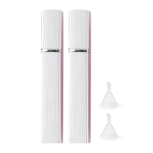 2Pcs 12ml Refillable Travel Perfume Bottle Empty Atomizer Spray Bottle with Funnels Silver