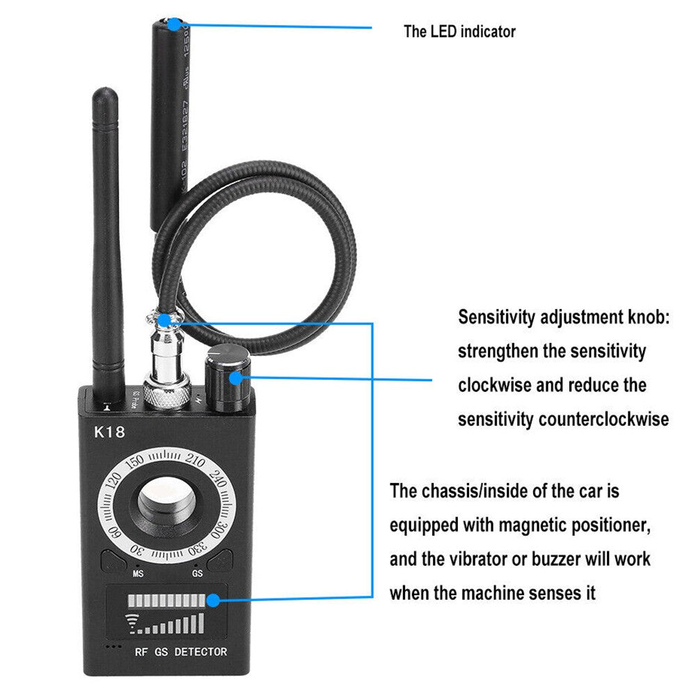 K18 RF Signal Detector Anti-spy Detector GPS Scanner Finder