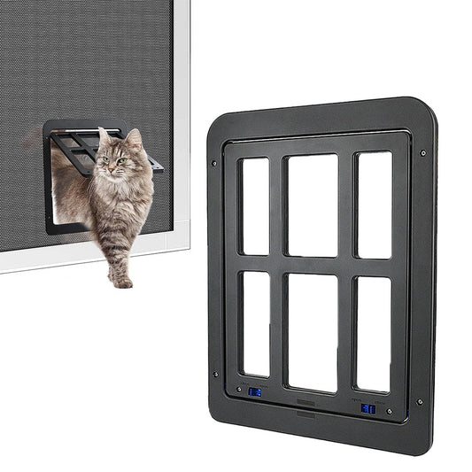 Magnetic Closure Cat Screen Door Frame Pet Entrance Gate for Cats Puppy White