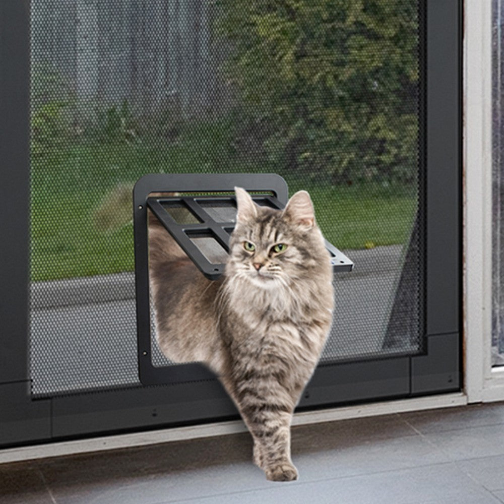 Magnetic Closure Cat Screen Door Frame Pet Entrance Gate for Cats Puppy White