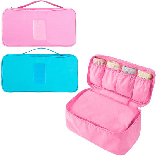 2 X Travel Underwear Bra Storage Bag Lingerie Socks Organizers Pink Light Blue