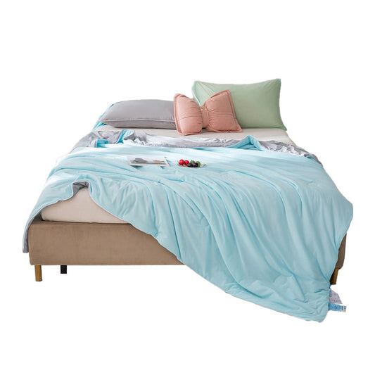 150x200cm Reversible Cooling Blanket for Hot Sleepers Summer Cool Quilt Blue