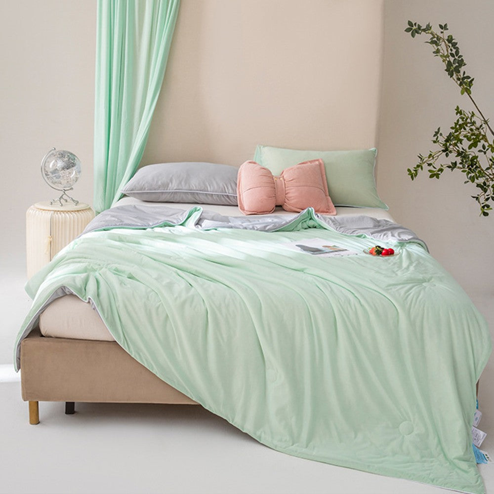 150x200cm Reversible Cooling Blanket for Hot Sleepers Summer Cool Quilt Green