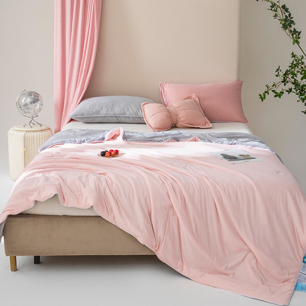 150x200cm Reversible Cooling Blanket for Hot Sleepers Summer Cool Quilt Pink
