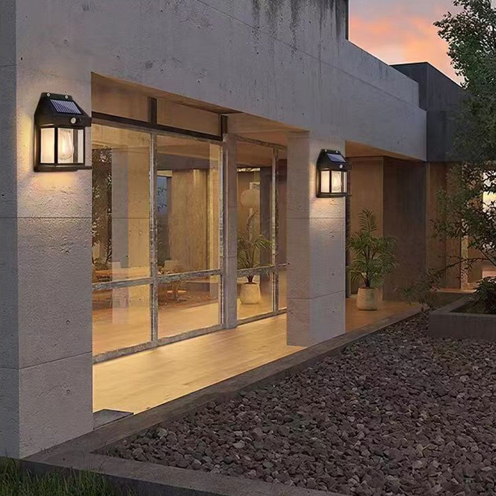 1Pc LED Solar Wall Light Motion Sensor Outdoor Light Garden Yard Lamp Black