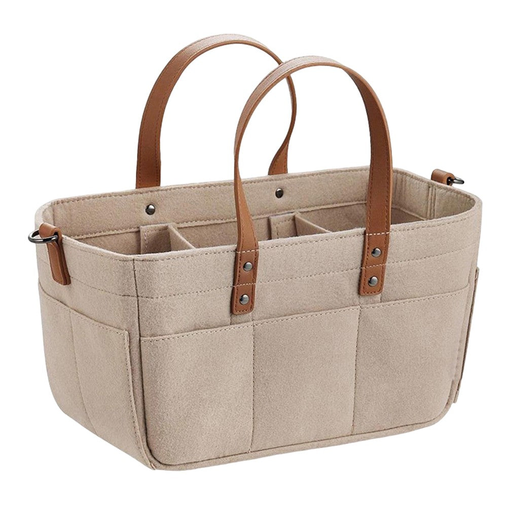 Portable Baby Diaper Bag Felt Nappies Handbag Tote Bag Baby Supplies Storage Bag Beige