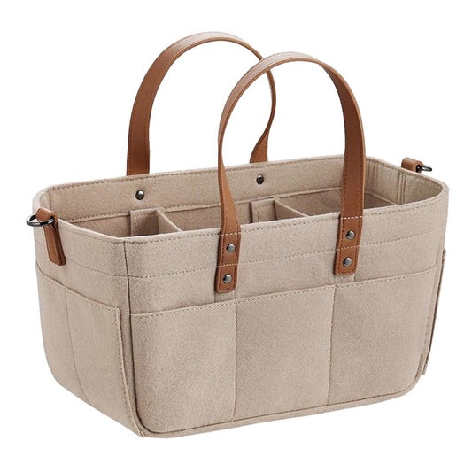 Portable Baby Diaper Bag Felt Nappies Handbag Tote Bag Baby Supplies Storage Bag Beige