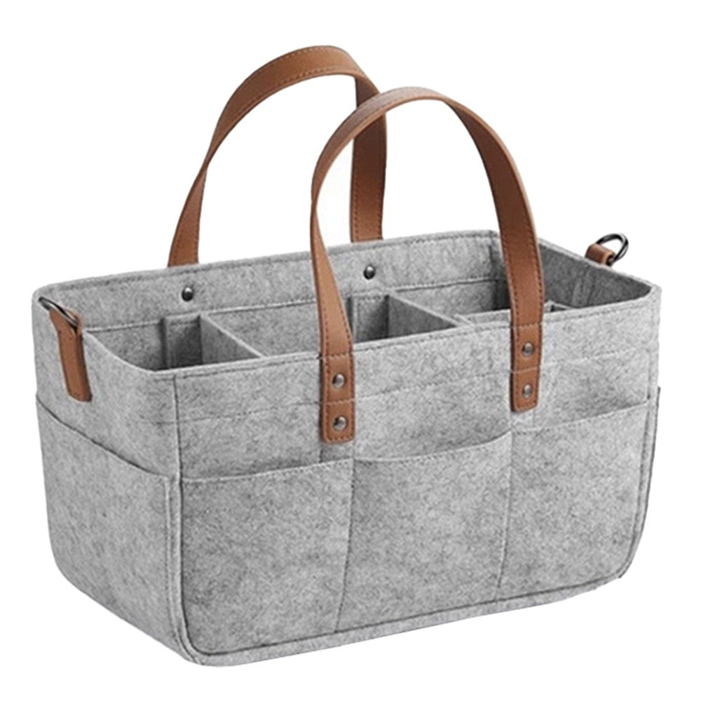 Portable Baby Diaper Bag Felt Nappies Handbag Tote Bag Baby Supplies Storage Bag Grey