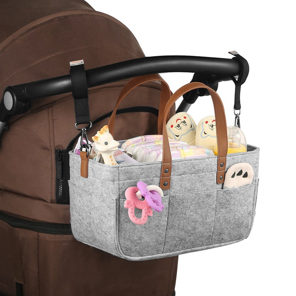 Portable Baby Diaper Bag Felt Nappies Handbag Tote Bag Baby Supplies Storage Bag Grey