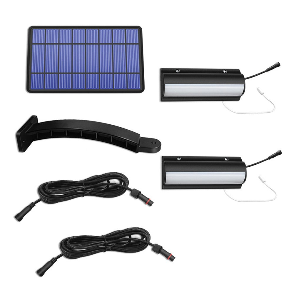 2-Head LED Solar Wall Light Indoor Outdoor Light with Pull Cord Warm Light