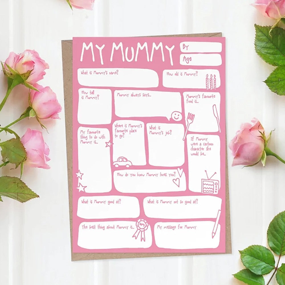 4Pcs DIY Family Questions and Answer Interview Card Greeting Card to Mommy
