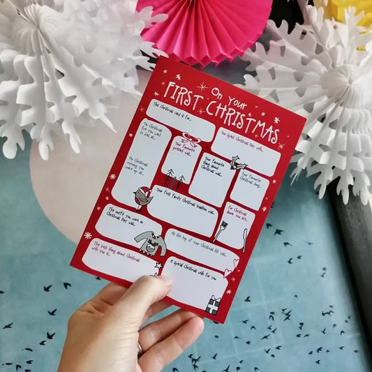 4Pcs DIY Christmas Card Family Questions and Answer Interview Card