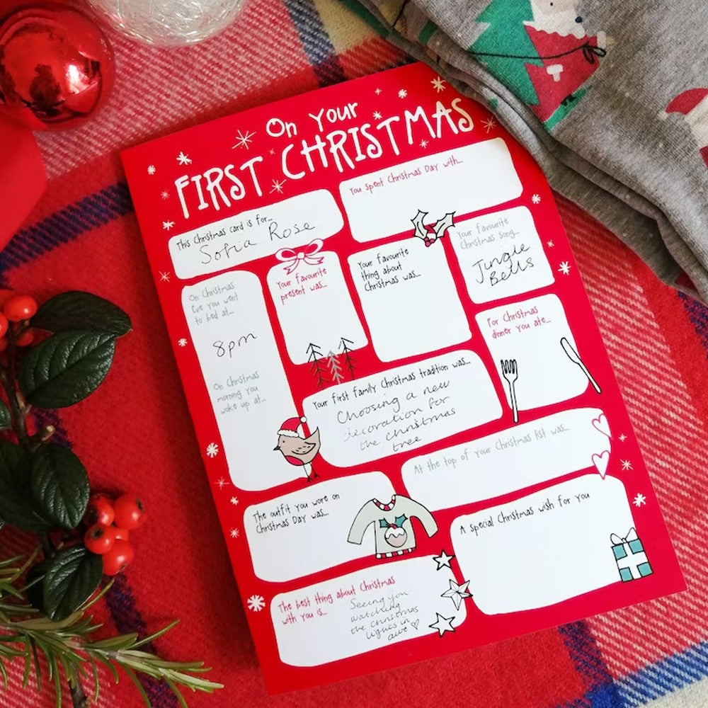 4Pcs DIY Christmas Card Family Questions and Answer Interview Card