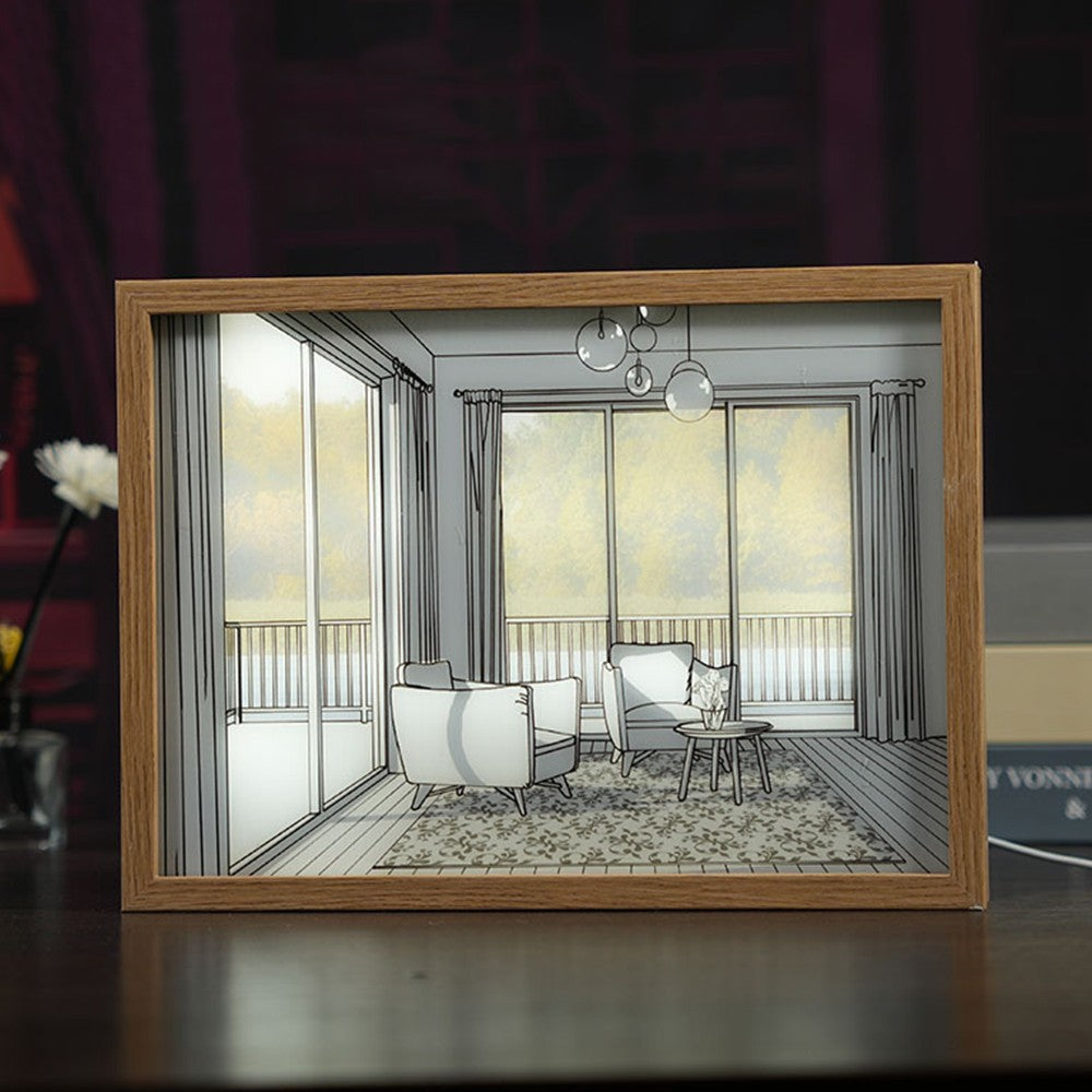 Light Up Picture Frame USB Powered LED Lighting Painting Home Decor Style 5