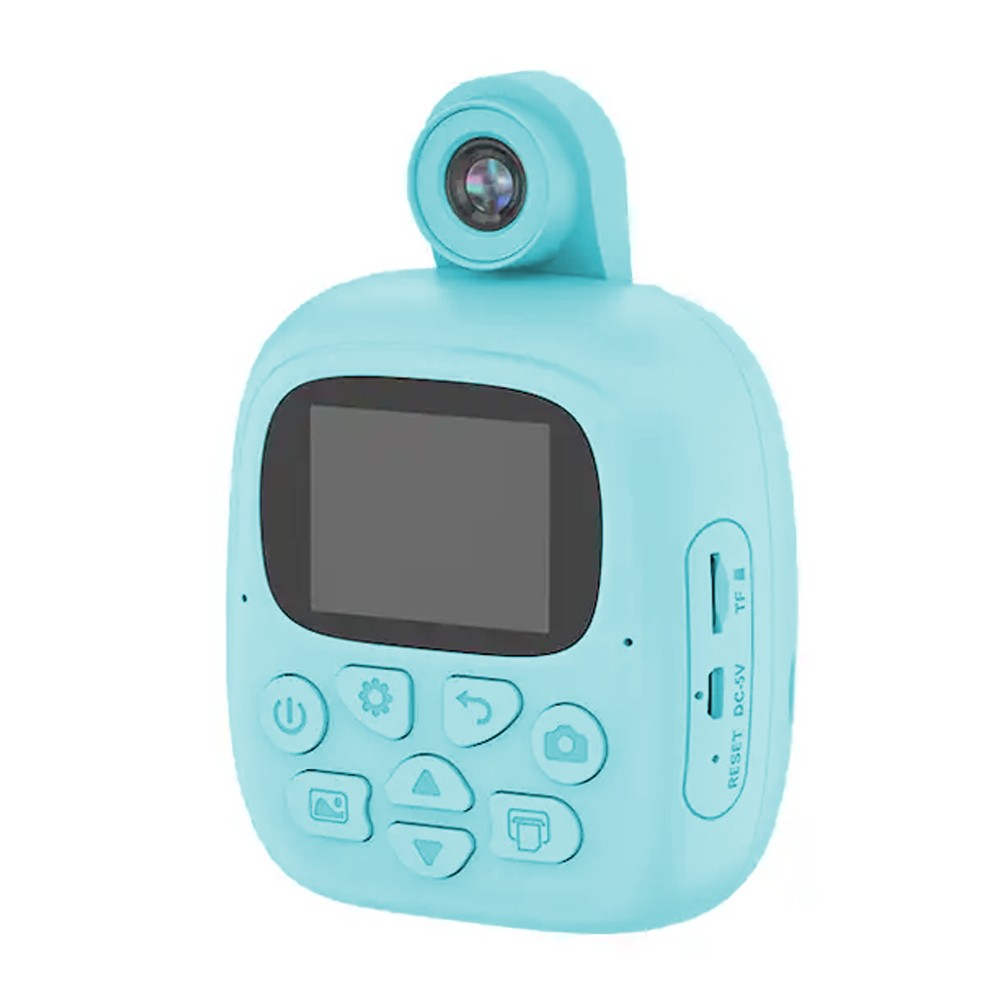 Kids Instant Print Camera Single Lens Childrens Selfie Video Camera with Lanyard Blue