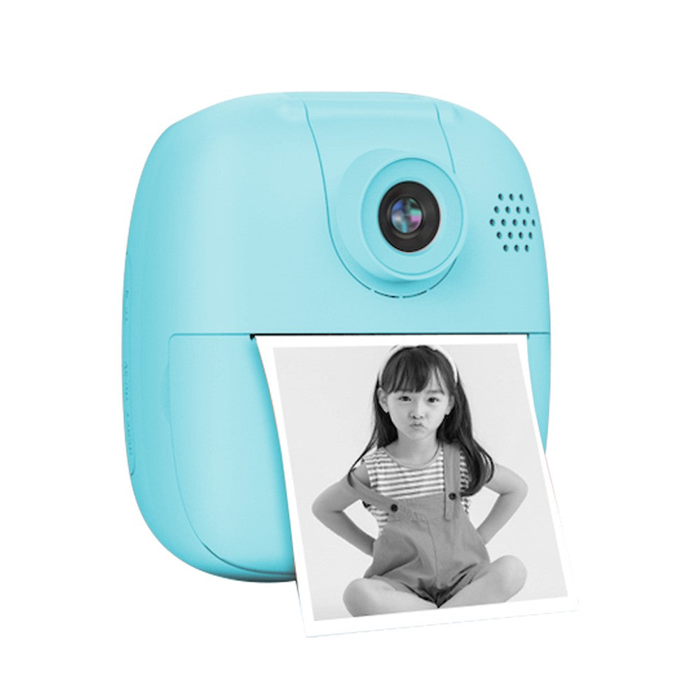 Kids Instant Print Camera Single Lens Childrens Selfie Video Camera with Lanyard Blue