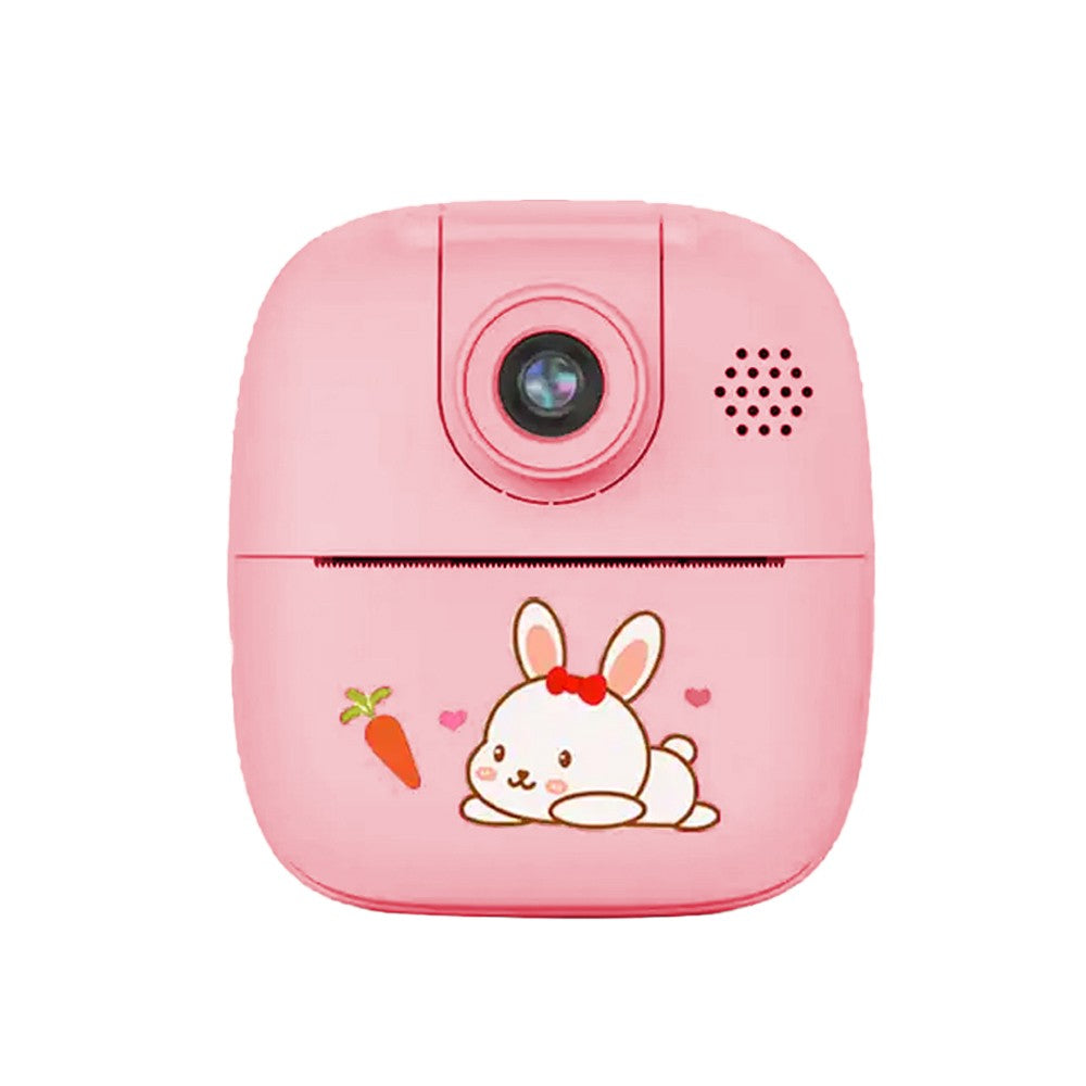 Kids Instant Print Camera Single Lens Childrens Selfie Video Camera with Lanyard Pink