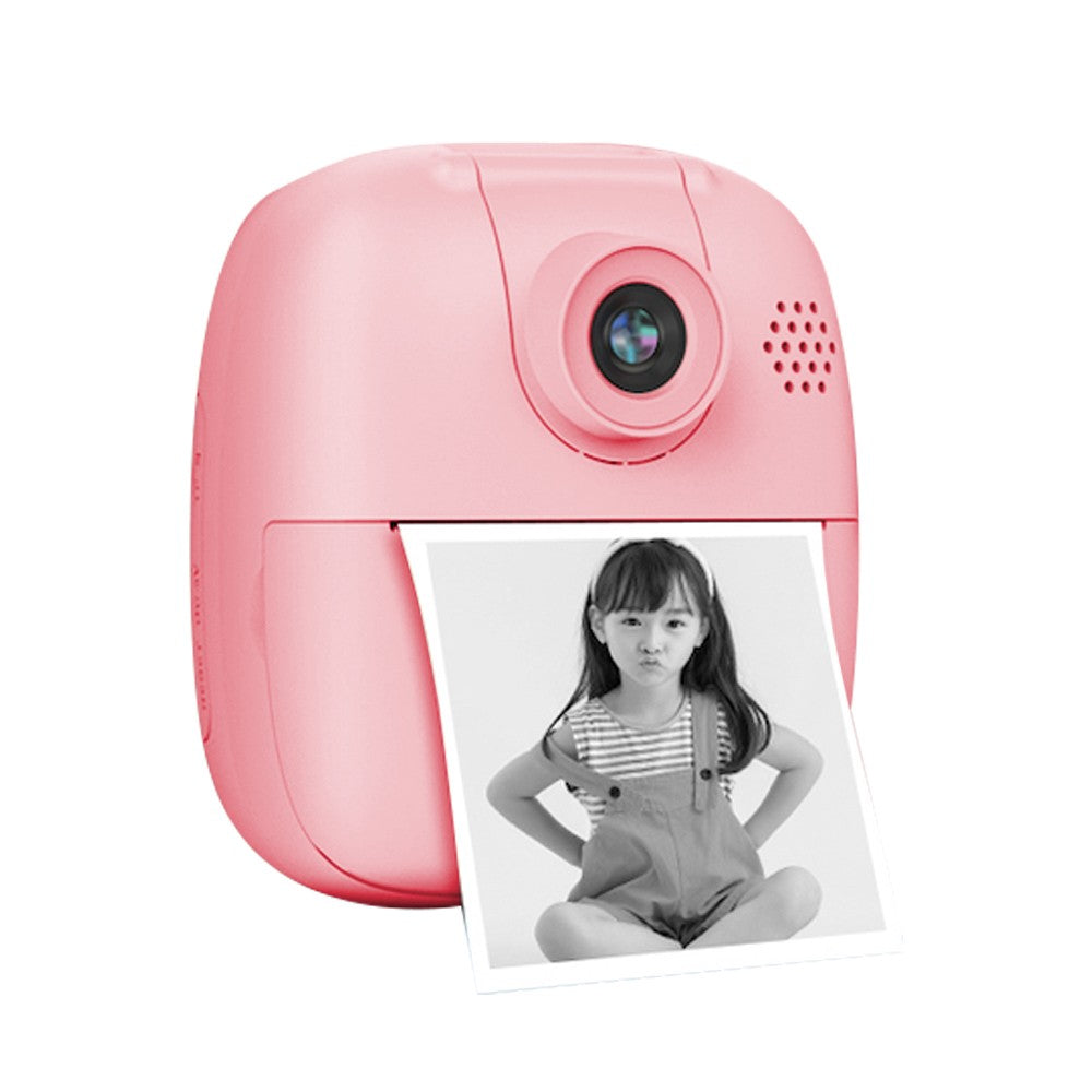 Kids Instant Print Camera Single Lens Childrens Selfie Video Camera with Lanyard Pink