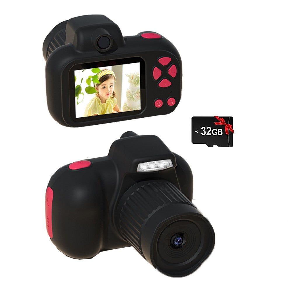 Multifunctional Kids Single Lens Digital Camera with 32GB Memory Card Black