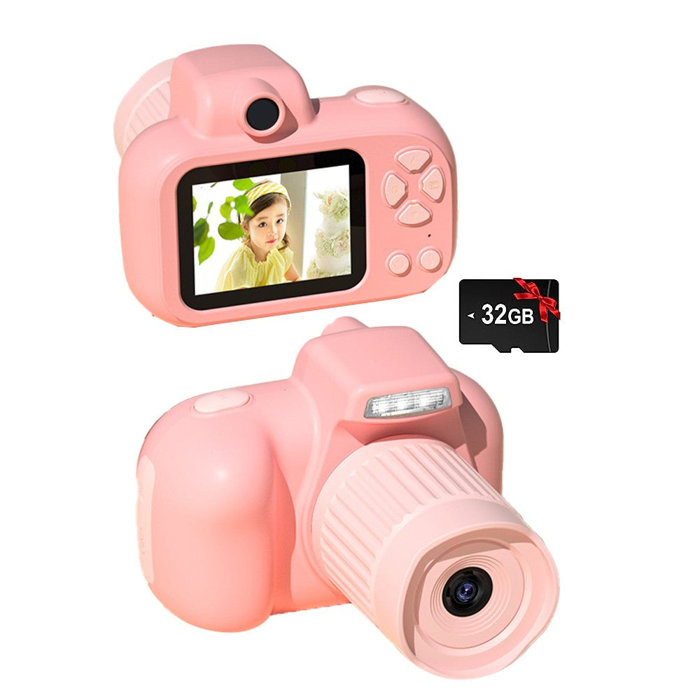 Multifunctional Kids Single Lens Digital Camera with 32GB Memory Card Pink