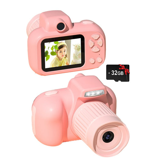 Multifunctional Kids Single Lens Digital Camera with 32GB Memory Card Pink