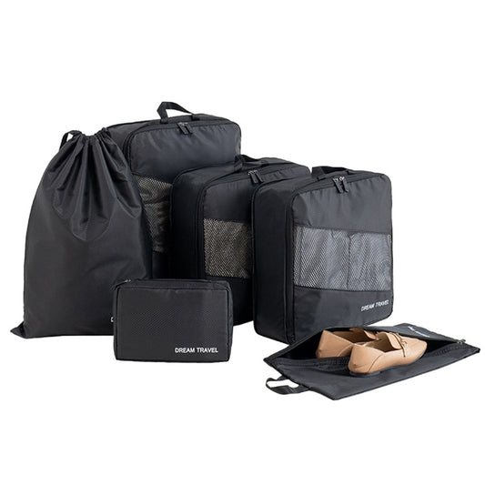 Set of 6Pcs Travel Packing Cube Pouch Clothes Storage Bags Suitcase Luggage Organizer Black